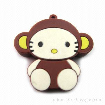 USB Flash Drive with Rubber Cartoon Design, 1 to 64GB Memory Capacity, Supports USB 2.0 Interface
